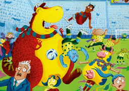 The Dinosaur that Pooped a Football, written by Tom Fletcher and Dougie Poynter from Mcfly and illustrated by Garry Parsons.