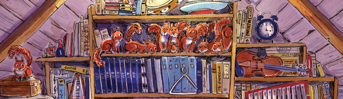 Illustrator Hannah George's picture book illustrations for squirrels in the attic