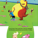 Illustrations from the illustrated book The Dinosaur that Pooped a Football, written by Tom Fletcher and Dougie Poynter from Mcfly and illustrated by Garry Parsons.