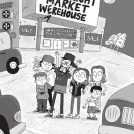 Black and white illustrations from FGTeeV Campfire Tales The Werehouse created by illustrator Tim Wesson